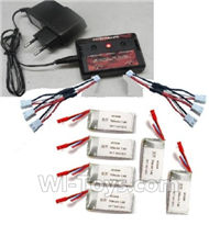 MJX X601H X601 Spare Parts-30 Upgrade charger and Balance charger & 700mah battery(6pcs) & Upgrade 1-to-3 wire(2pcs),MJX X601H X601 RC Quadcopter Drone Spare Parts Replacement Accessories